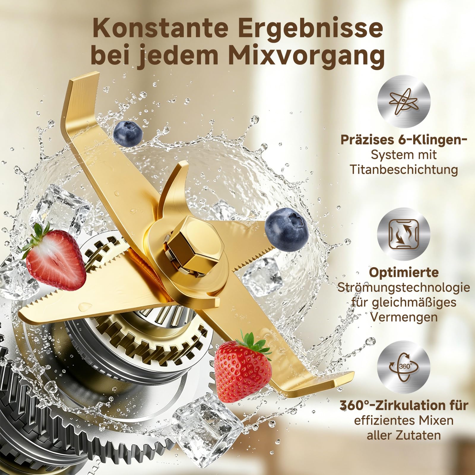 AMZCHEF Hochleistungs-Standmixer 1800 Watt, 2 L Tritan-Behälter (BPA-FREI) | Mixer für Smoothies, Hacken von Gemüse & Mixen von Frozen Drinks, 5 Automatikprogramme, 9 Geschwindigkeiten & Pulse-Funktion