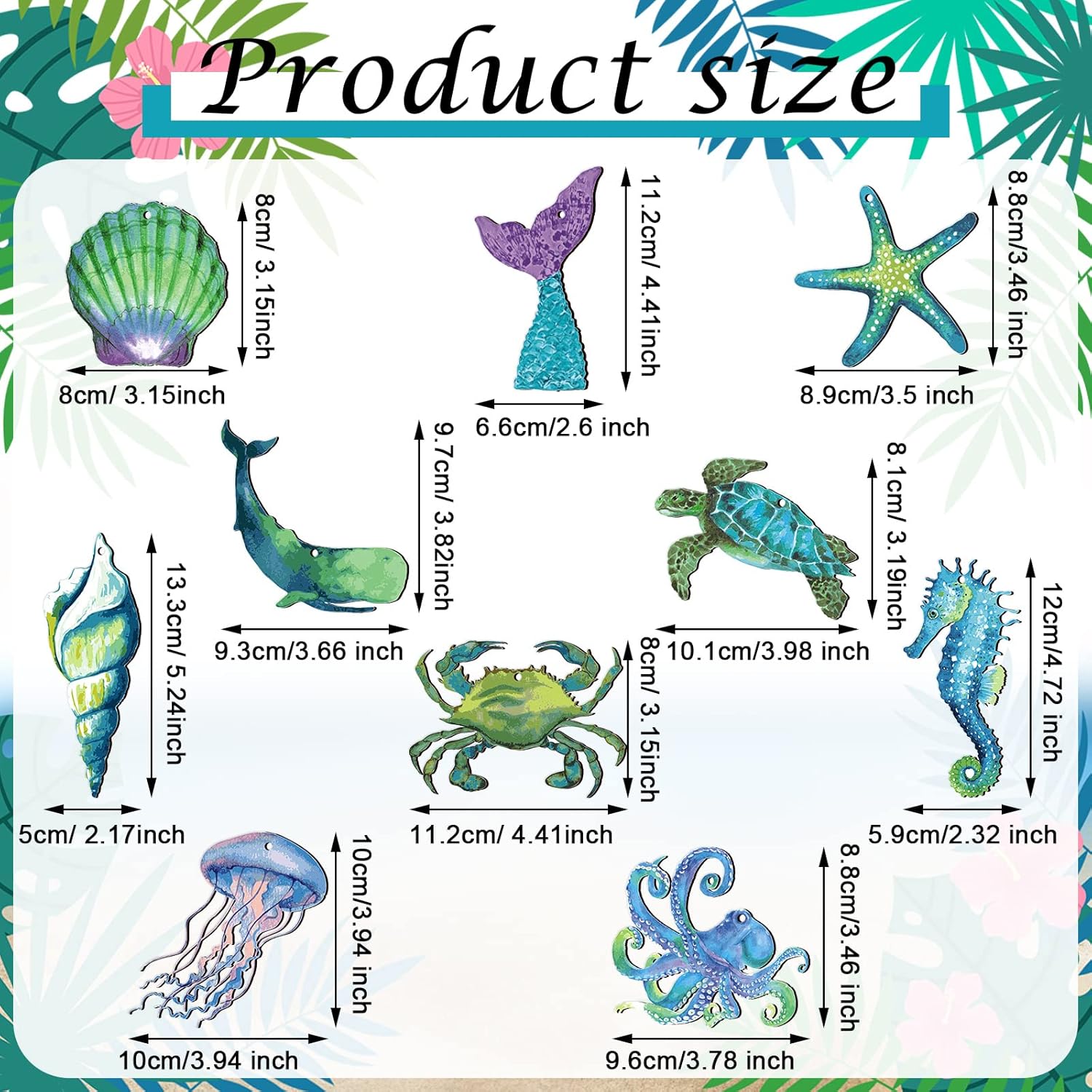 Chunful 30 Pieces Summer Tree Ornaments Christmas in July Wood Hanging Decoration Beach Wooden Slices Winter Tree Ornaments with String for Luau Hawaiian Party Supplies (Sea Style) - Image 3