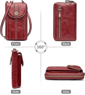 S-ZONE Women RFID Blocking Crossbody Cell Phone Purse PU Leather Wallet
