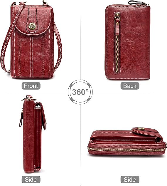 S-ZONE Women RFID Blocking Crossbody Cell Phone Purse PU Leather Wallet