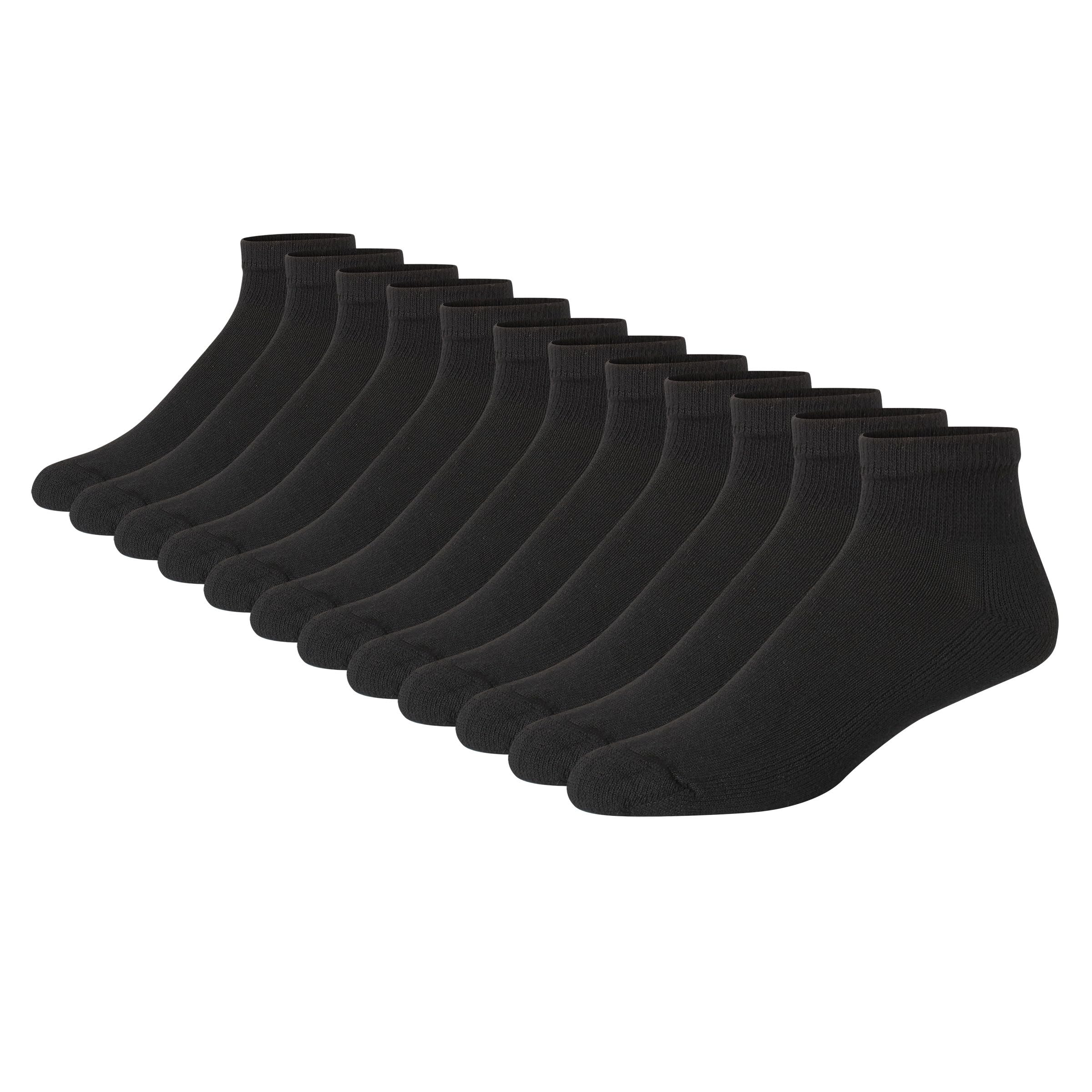 Hanesmens Ankle Socks, Double Tough, White & Black, Multipack