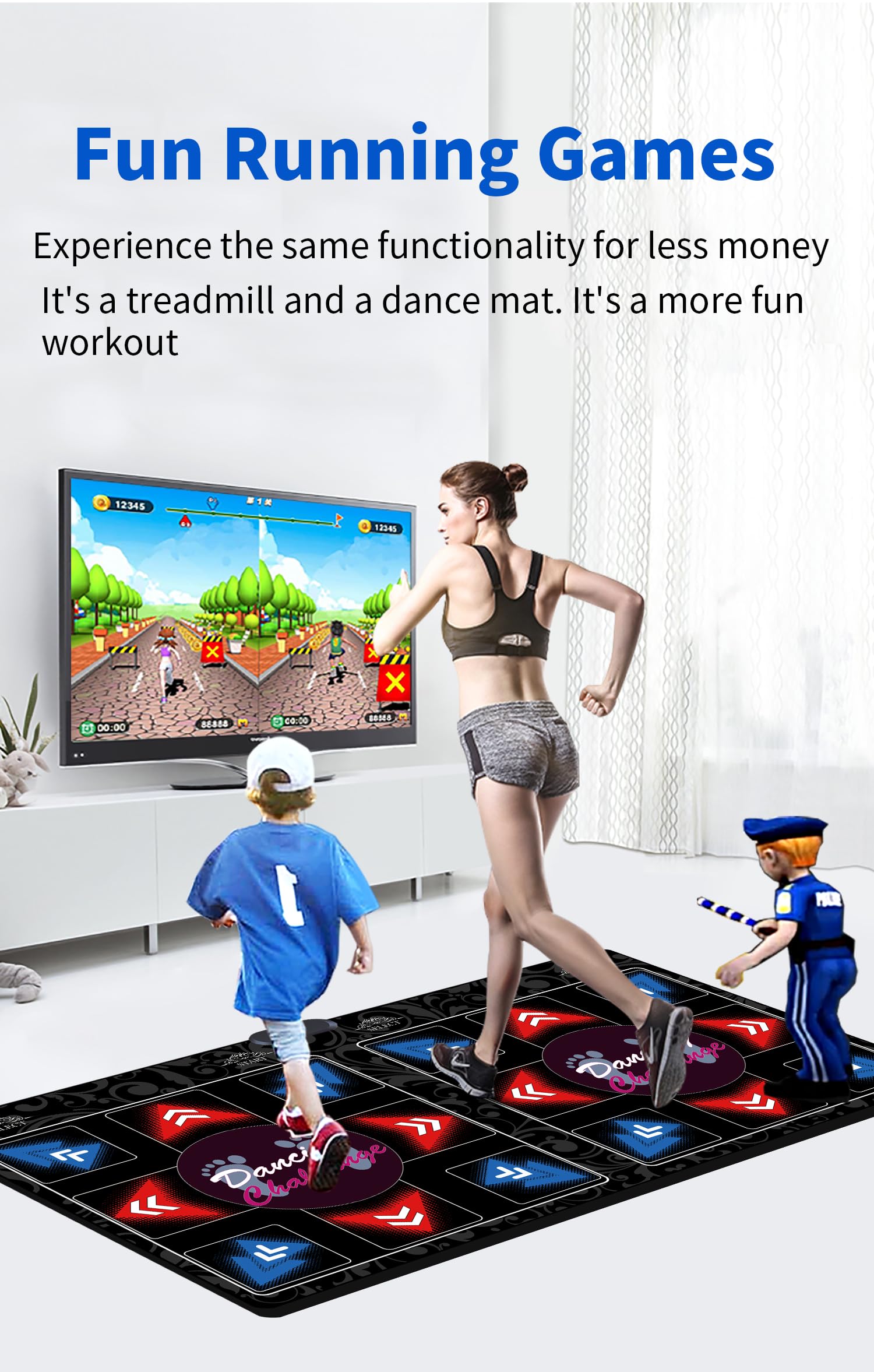 Tappeto da Ballo HDMI Doppio per Bambini e Adulti, 64GB con 899 Giochi e 650 Brani, Fitness Dance Mat Wireless con Modalità MV/3D/Cartoon, Morbido Tessuto in Flanella Premium, Regalo Divertimento
