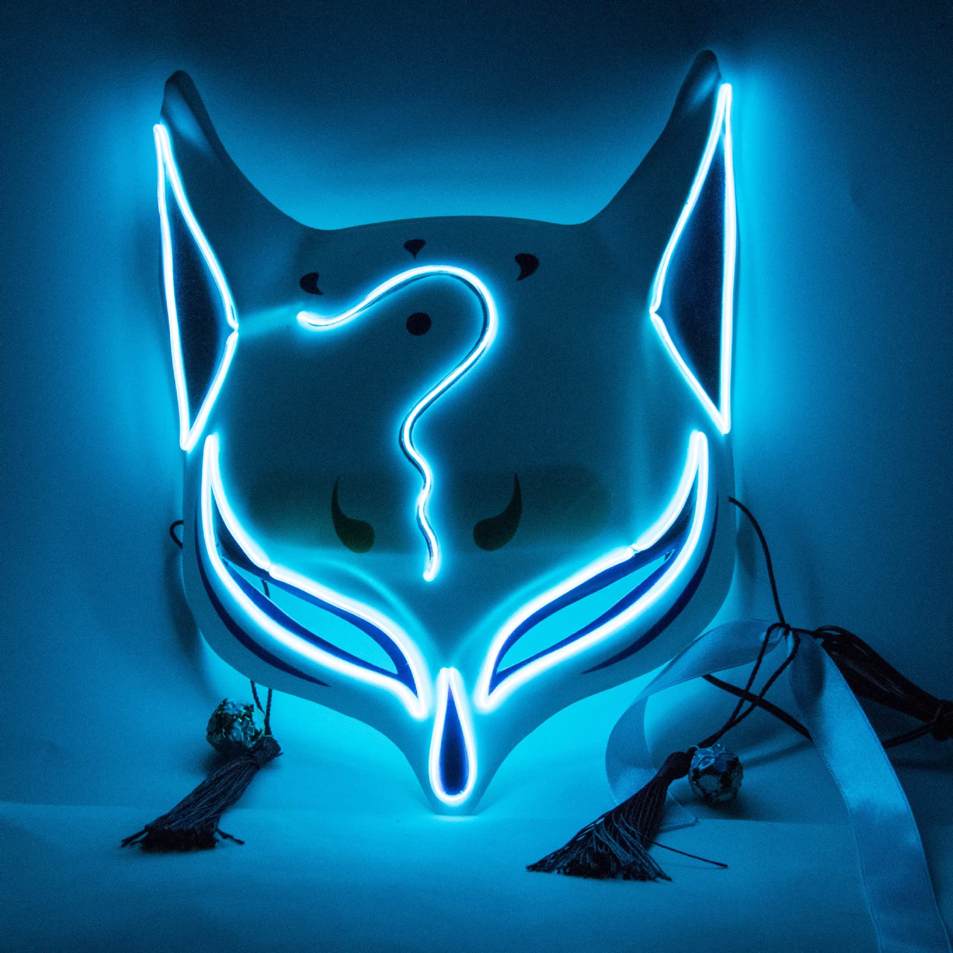 VICKYPOP Fox Cosplay Mask Halloween LED Mask Party Props (Blue)