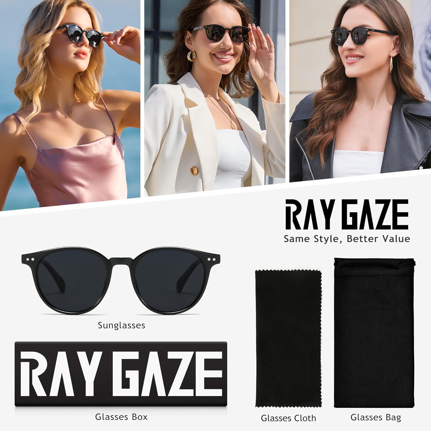 Ultra Lightweight Small Round Polarized Sunglasses for Women UV400 Protection
