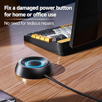PC Power Button, Remote Desktop Computer Switch Extension ON/Off Switch LED Indicator External Power Button for pc with 5.9FT Cables