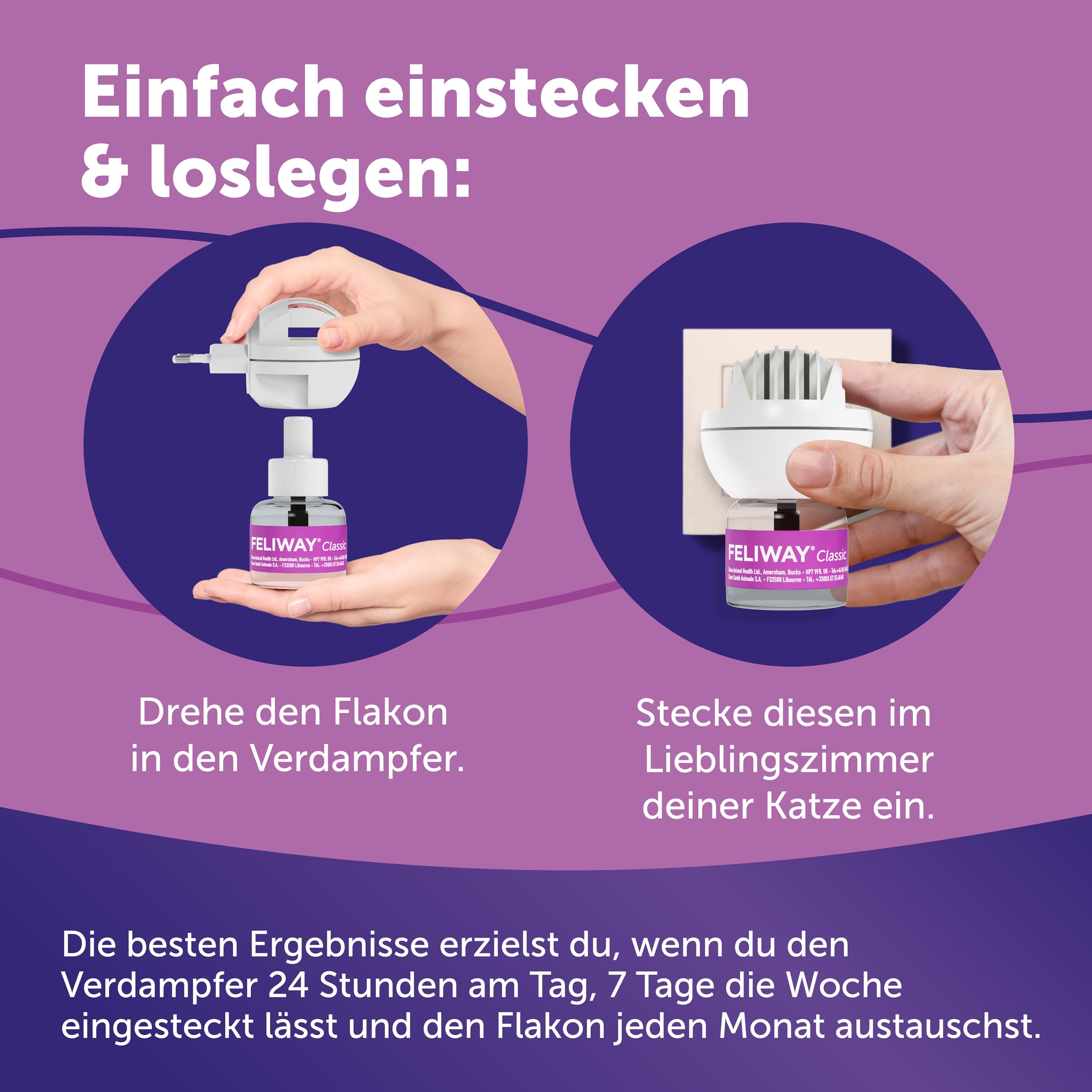 FELIWAY Classic 3x30 Tage Vorteilspack für Pheromon Verdampfer, 3x48ml - Hilft Anzeichen von Stress bei Katzen und Kitten zu reduzieren, von Tierärzten empfohlen, klinisch getestet