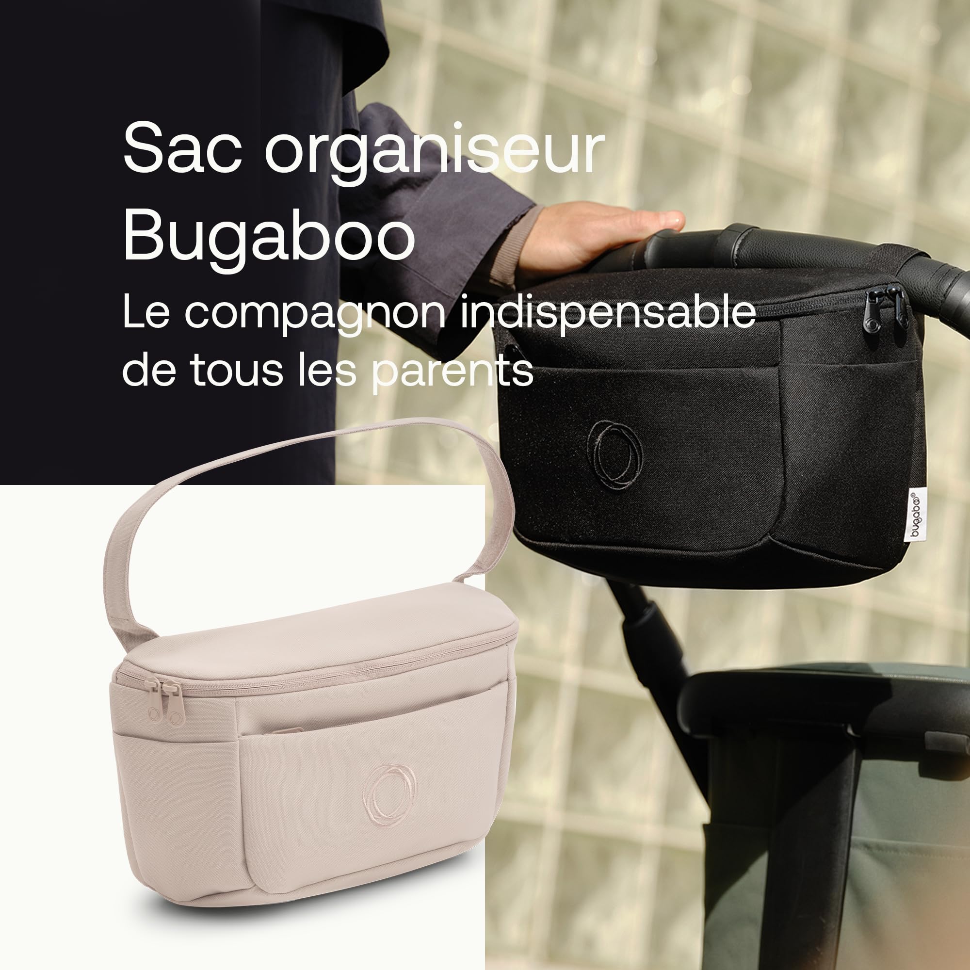 Bugaboo Sac organiseur compact multi-poches pour poussette avec poches faciles d'accès, accessoire indispensable pour tous les essentiels de bébé en Desert Taupe