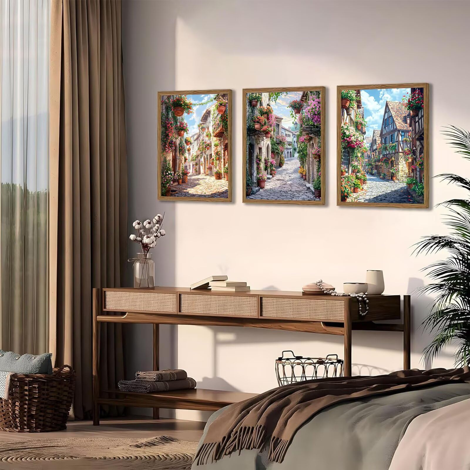 Cnyaunfi 3 Pezzi Fiore Pittura Diamante Fai-Da-Te, 5D Blu Diamond Painting Kit Completo per, Hobby Creativi Adulti, Pittura Diamante Artigianale Per La Decorazione Della Parete Di Casa 50x70cm YF-3501