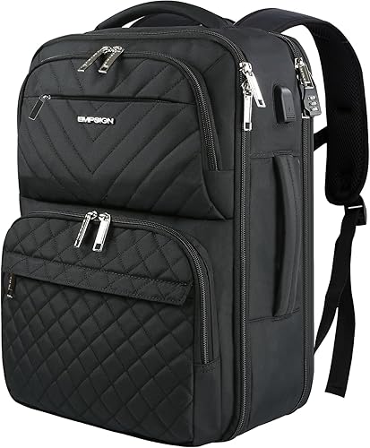 EMPSIGN Mochila de viaje para mujer, mochila grande de mano aprobada por aerolíneas, artículo personal aprobado por aerolíneas, mochila para laptop