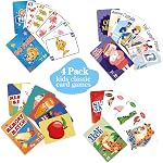 Jeux de cartes Go Fish, Old Maid, Slap Jack et la mémoire Match-4 Decks in 1 Pack, Jeux de cartes classiques pour les enfants Les enfants, Jeux amusants pour la soirée de jeux de famille, Cadeaux d'appui pour garçons et filles