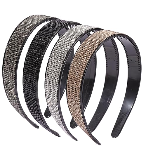 Cutewing - Diademas con pedrería para mujeres y niñas, 4 piezas de diadema brillante de cristal antideslizante, diadema de cabello de pedrería