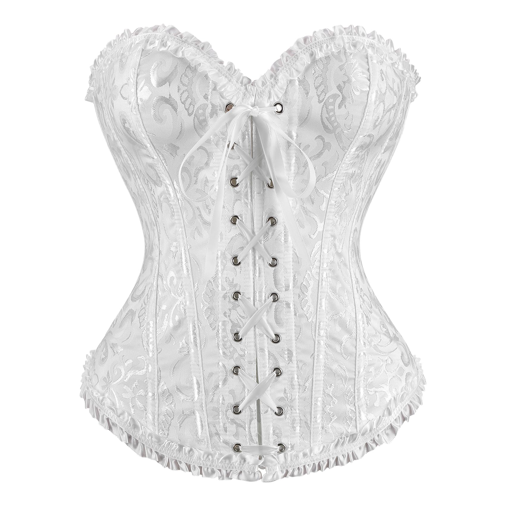 LEACOOLKEY Corpetto Corsetto per Donna con Lacci e Stecche Bustier Floreale Overbust per Costume