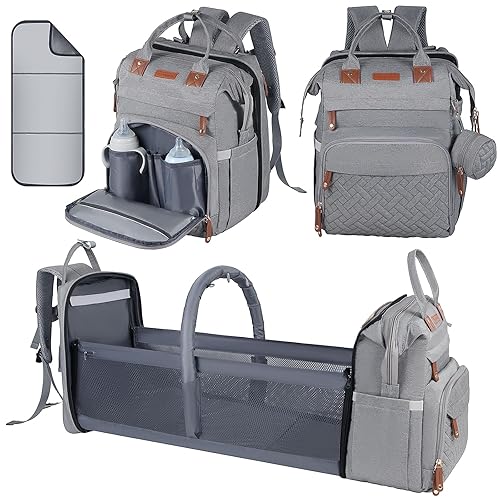 Miniatura 1 de Bolsa de pañales para bebé, mochila con cambiador, bolsa de bebé unisex, con almohadilla para pañales, puerto de carga USB, funda aislante para