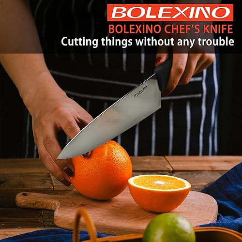 Miniatura 2 de Cuchillo de chef japonés de acero inoxidable de alto carbono de 8 pulgadas, cuchillo de cocina profesional extra afilado y ancho con mango