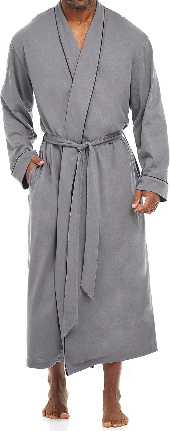 Alexander Del Rossa Mens Robe, Mens Bathrobe with Pockets, Soft Lightweight Cotton Robe for Men
