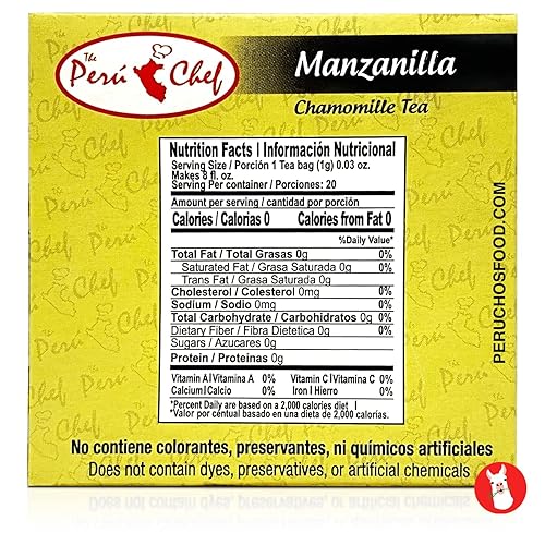 Miniatura 4 de Peruchef Te de Manzanilla 20 sobres  20 bolsas de té de manzanilla de Perú 0.71 oz