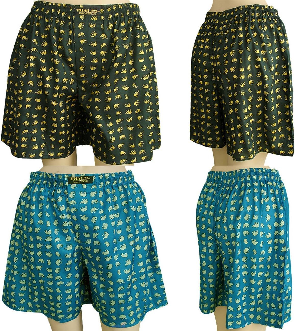 2 x Unisex'sSmall Elephants Design Size 32-35" Thai Silk Boxer