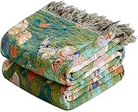Vista 59 de Cobija para cama de estilo bohemio, 100 % algodón, ultra suave, edredón rústico, cobija de otoño, estampado floral, decoración de granja, cobija