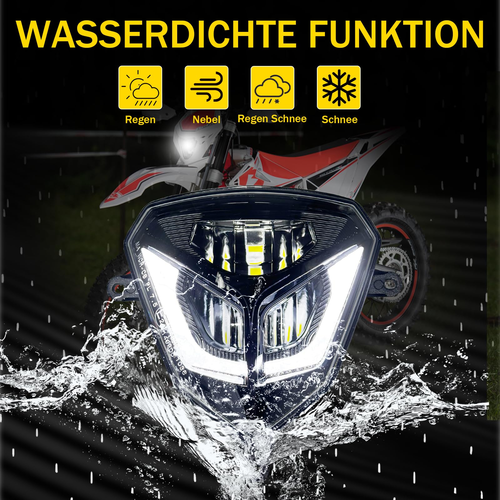 50 W LED moto faro omologato E con luce di marcia diurna per Beta RR125 200 4T250 300 2T 350 390 430 480 4T 2008-2024 Beta X-Trainer 2015-2024