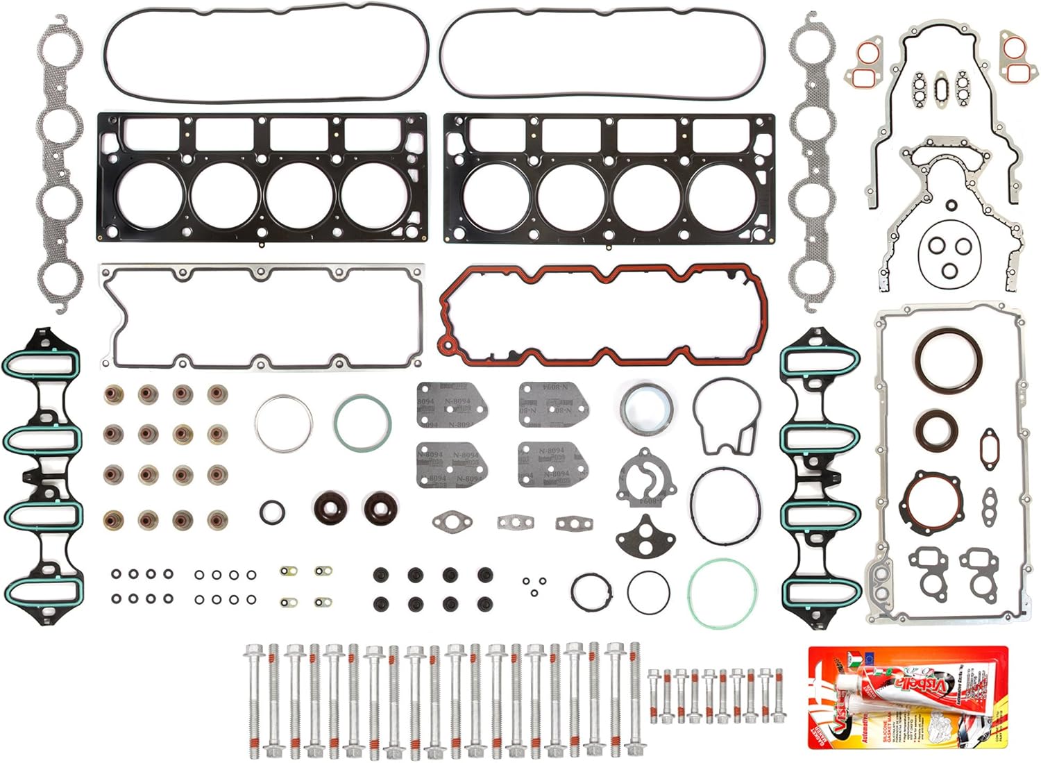 Compatible With 05-11 Chevrolet GMC Buick Cadillac 4.8 & 5.3 MLS Full Gasket Set Head Bolts