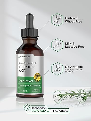 Miniatura 4 de Horbäach St Johns Wort Tintura | 2 onzas líquidas | Sin alcohol | Extracto líquido vegetariano | Suplemento sin OMG, sin gluten