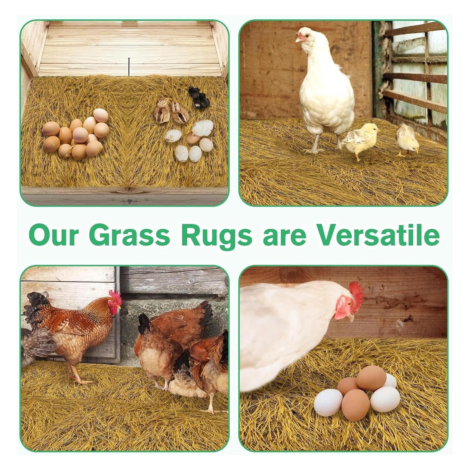 Hühnergras Teppich, Hühnchen -Nistpolster Für Hühnermantel, Natürliche Hühnerlegungsmatte, Künstliche Geflügelzubehör Für Gartenfarm Im Freien Im Freien, 6 Packung