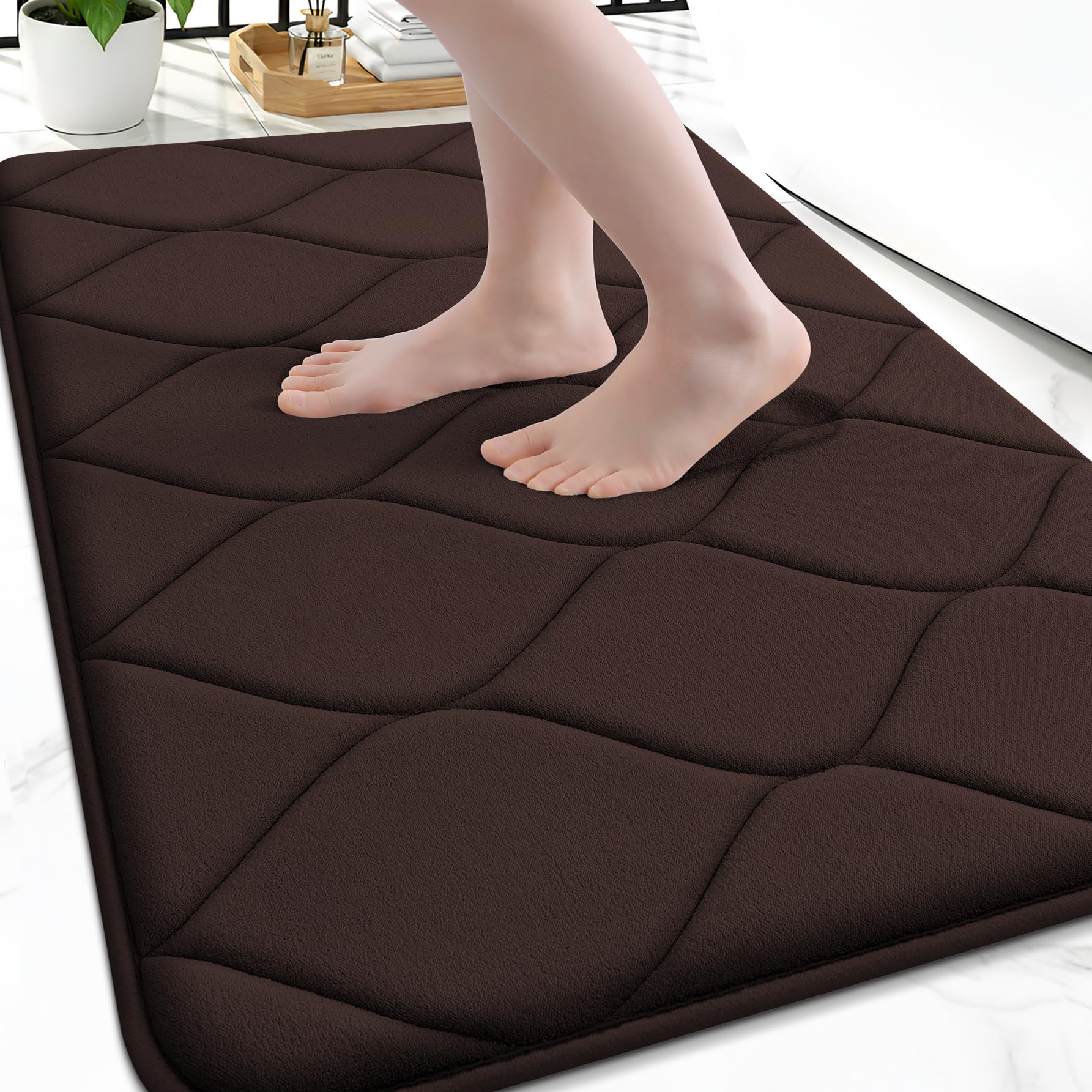 Smiry Memory Foam Bath Mat 30x20, Ultra Soft Absorbent Bathroom Rugs