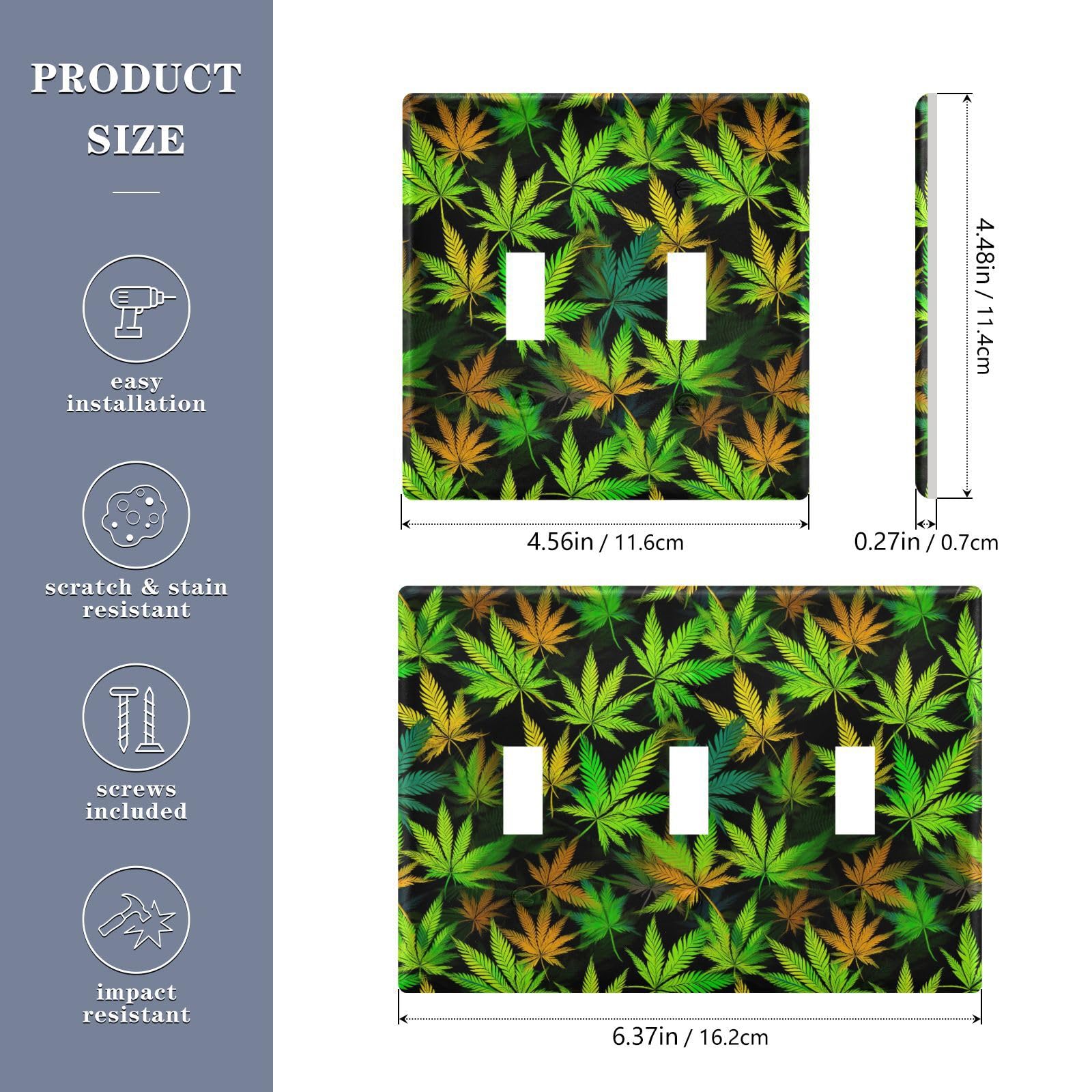 UMIRIKO Tropical Leaves Light Switch Cover Plate Covers Decorative Double Toggle Home Decor 202a8576