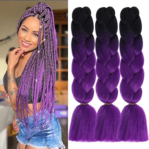 Mclisle Extensiones de cabello trenzado de 24 pulgadas, resistente al calor, cabello trenzado de ganchillo, 3 unidadeslote, extensiones de cabello