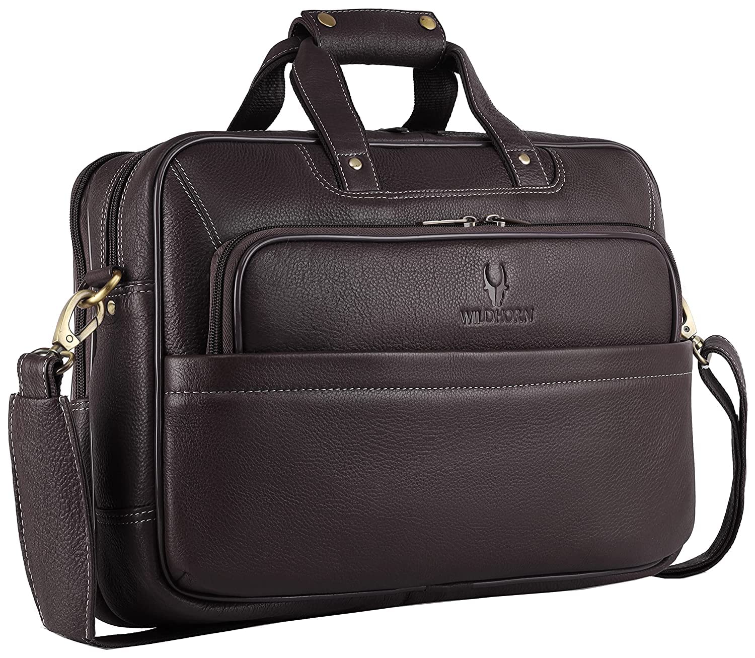 WildHorn Classic Leather 16 inch Laptop Messenger Bag for Men I Office Bags I Travel Bags I Carry Handles with Adjustable Strap I Dimension: L- 16 inch H-12 inch W- 4 inch (Dark Brown) (B0BW5ZZVW7) Amazon Price History, Amazon Price Tracker