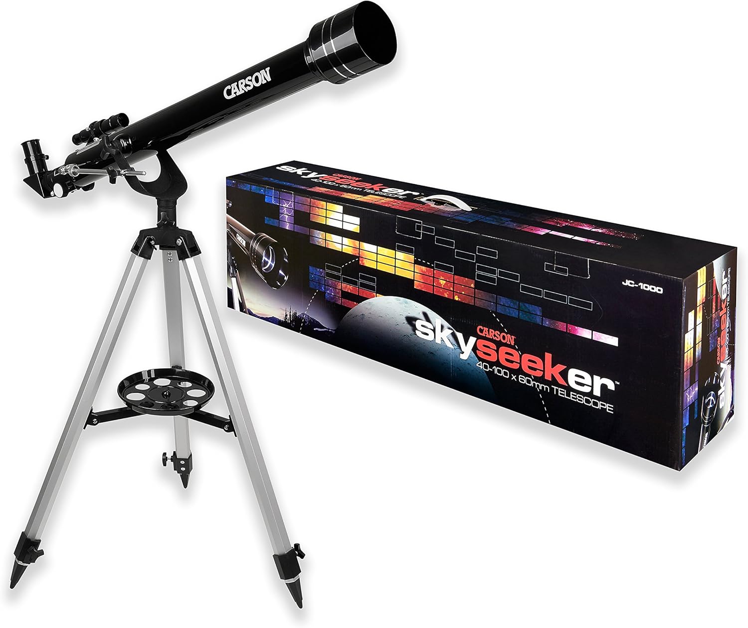 Carson SkySeeker 40x-100x Refractor Beginner Telescope with Aluminum Tripod (JC-1000)