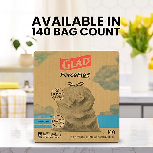 Miniatura 6 de Glad ForceFlex - Bolsas de basura altas para cocina, 13 galones, limpieza fresca, 140 unidades (el paquete puede variar)