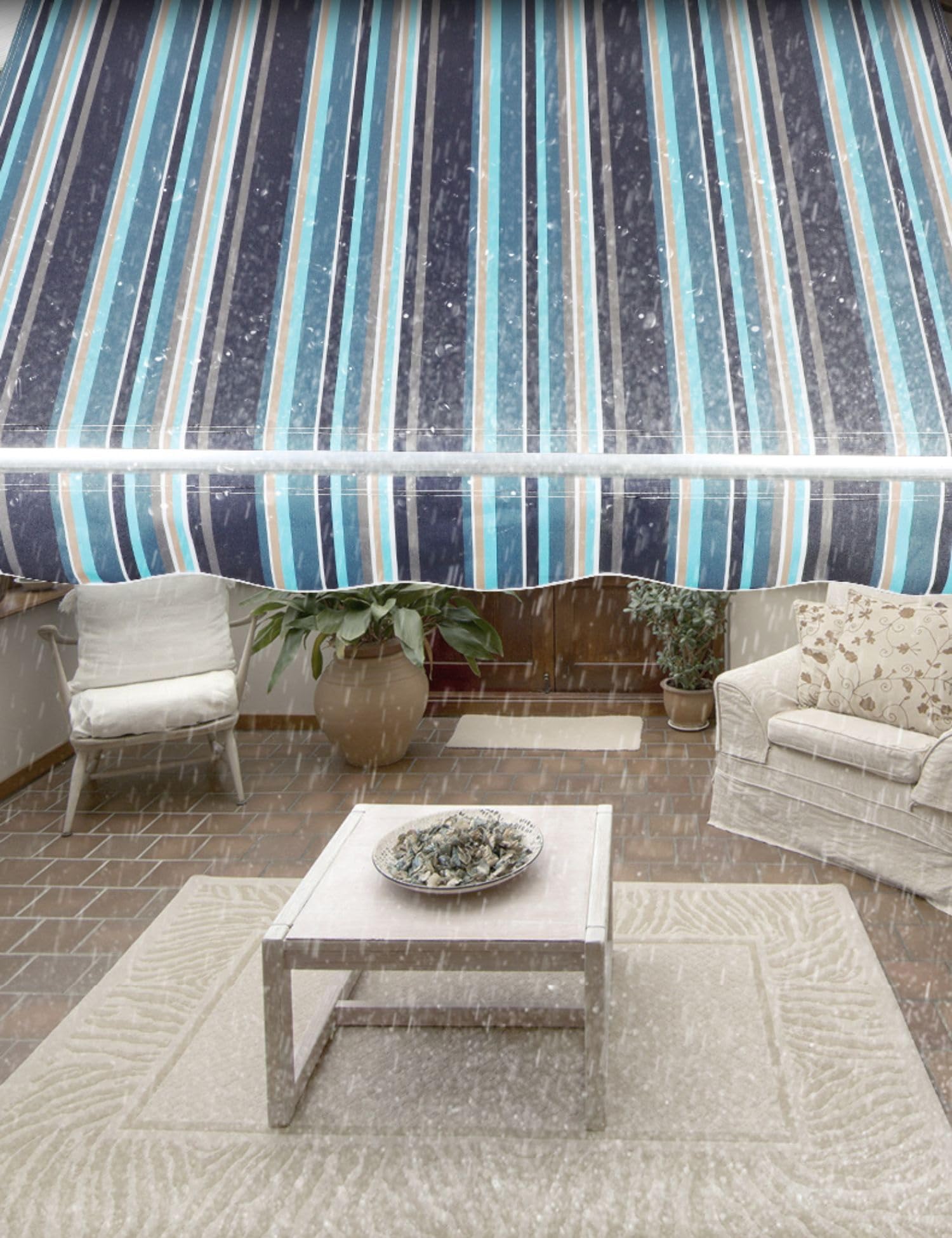 toile pour store banne Couverture de pare-soleil d'auvent de patio rétractable en polyester, toile d'abri de pare-soleil de porte de fenêtre avec cantonnière pour magasin de balcon de terrasse de cour