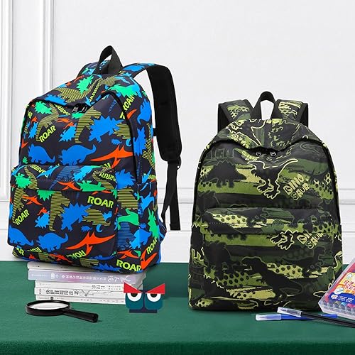 Miniatura 7 de willikiva Linda mochila escolar de dinosaurio para niños y niñas impermeable para jardín de infantes preescolar Camuflaje Dinosaurio talla única