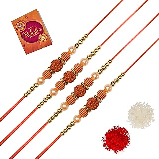 Rakhi/Rakhi for Brother/Rudraksha Rakhi/Send rakhi to USA/Rakhi for Brother with Gift Set/Rakhi Bracelet/rakhi for brother and bhabhi/Rakhi Set of 4