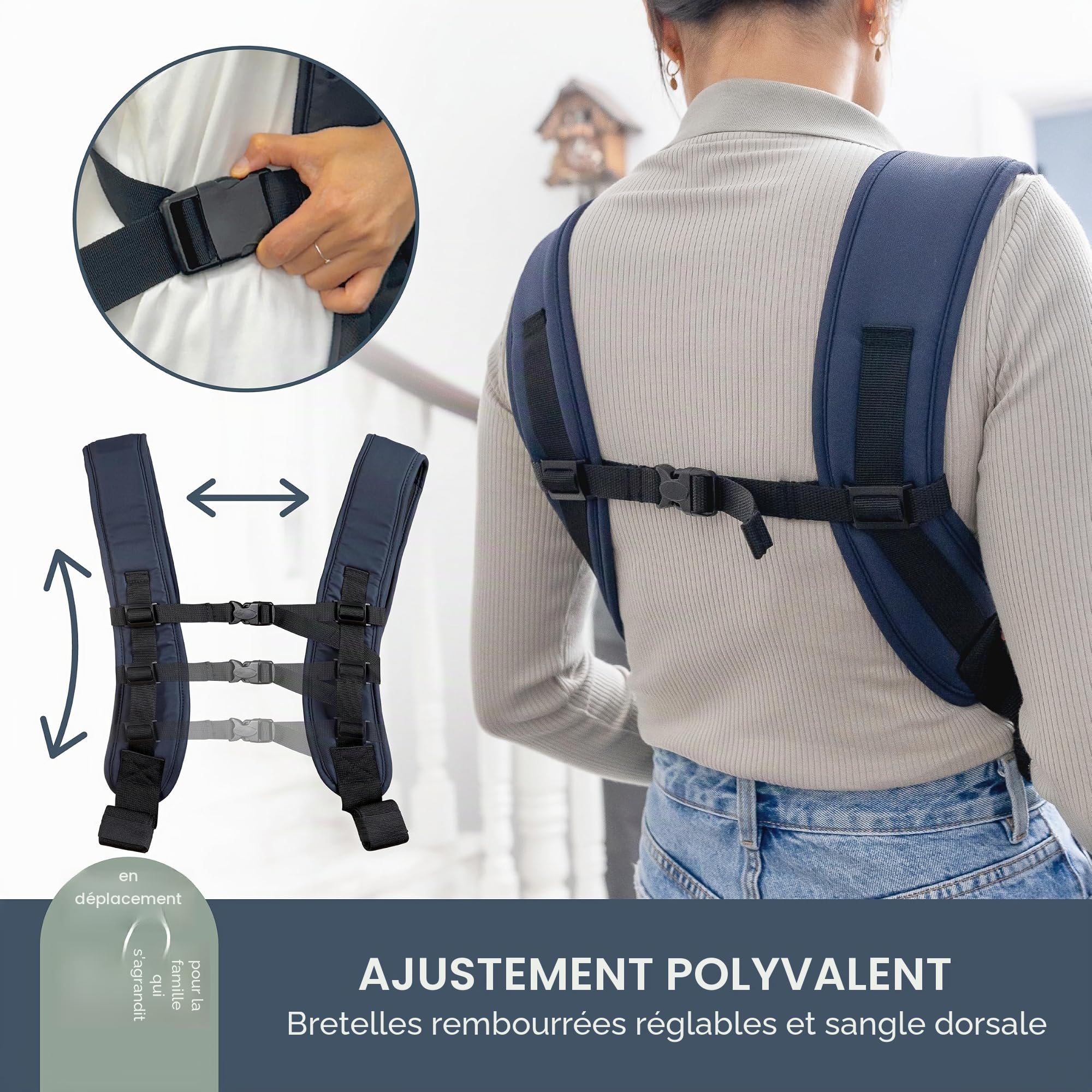 Dreambaby On-The-Move Porte-bébé 3 en 1 – Transport avant vers l'intérieur, avant vers l'extérieur et l'arrière – Léger, respirant, harnais réglable pour nourrissons et tout-petits, 3,5 à 12 kg