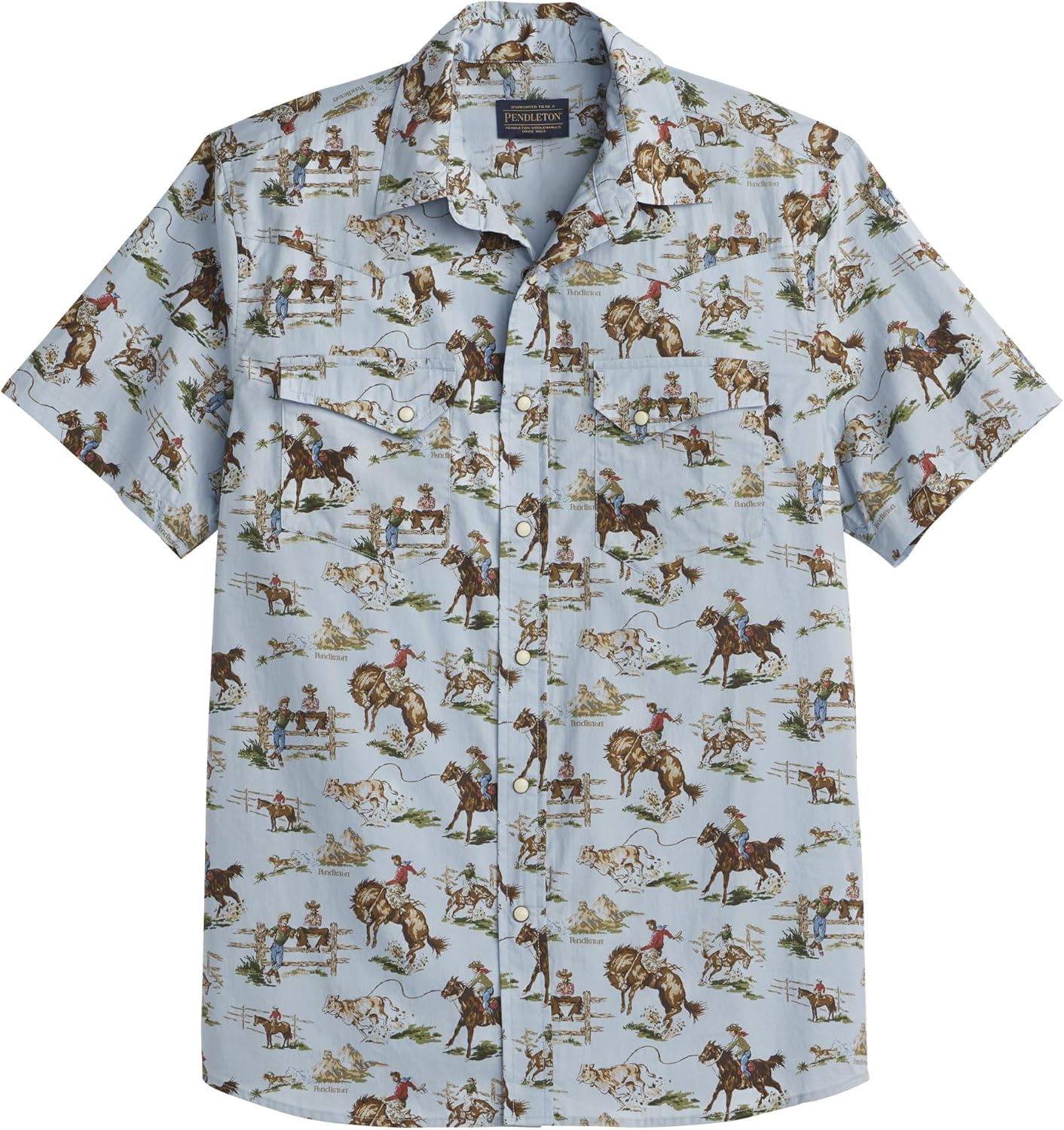 Pendleton Men’s Laramie Snap-Front Breathable Cotton Short Sleeve, Relaxed Fit, Washable Summer Shirt