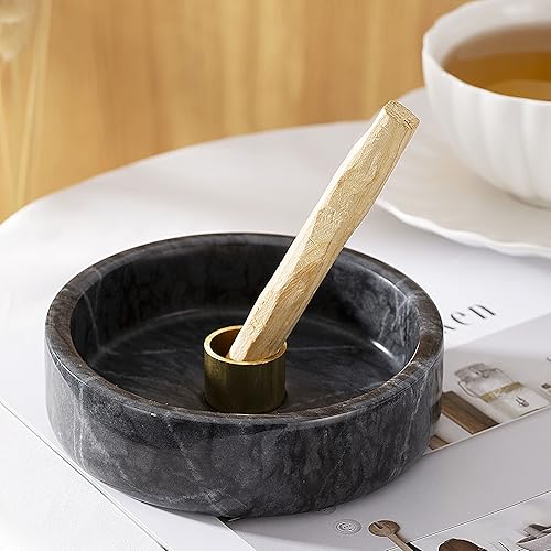 Miniatura 7 de Soporte Palo Santo, quemador de incienso de mármol natural para palitos de Palo Santo, hecho a mano, madera de palo de incienso (negro natural)