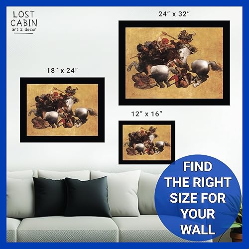 Miniatura 6 de Lost Cabin Battle of Anghiari por Leonardo Da Vinci  Impresión en marco plano negro  Reproducción de pinturas de obras de arte finas  Regalo de