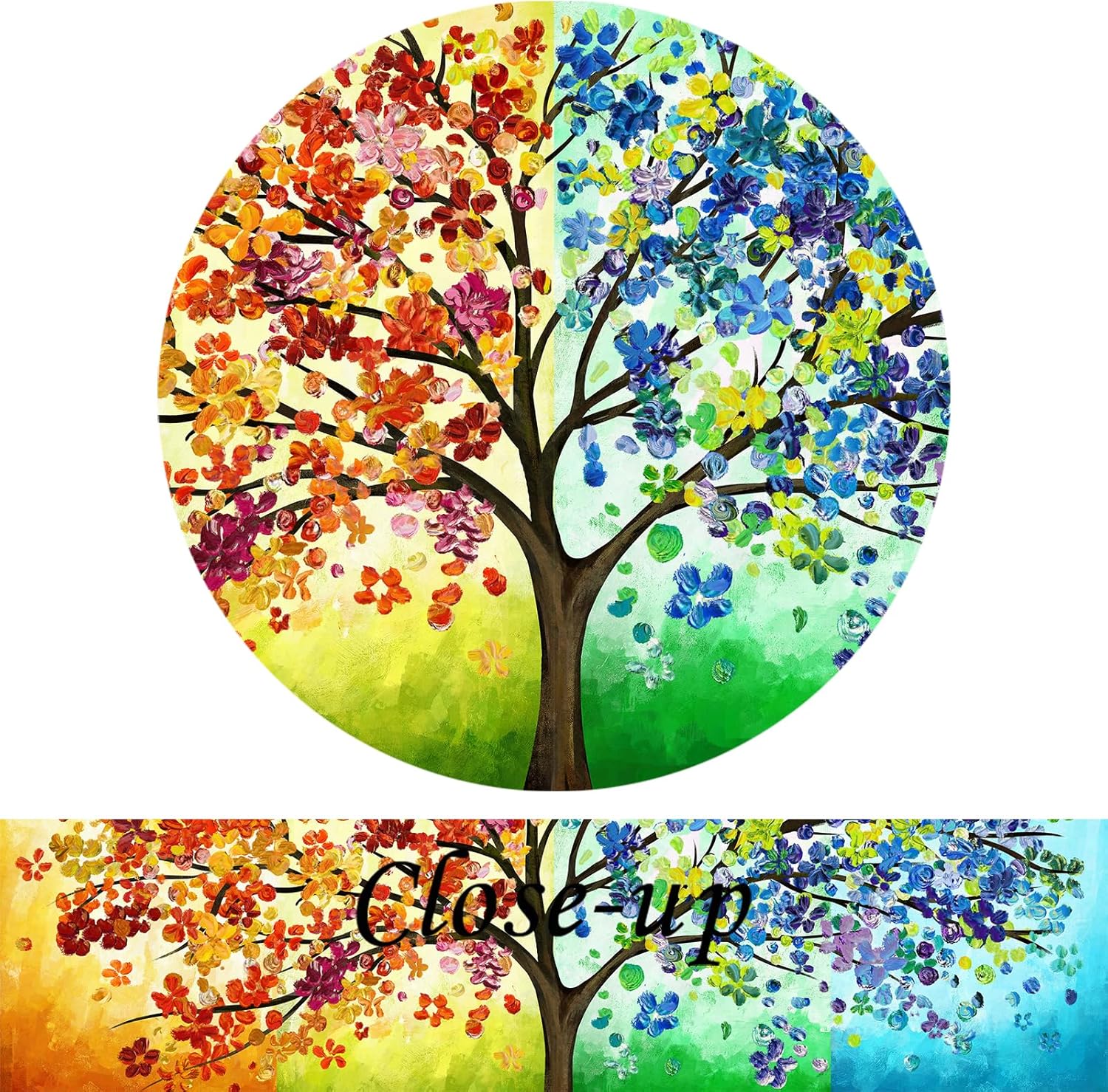 KREATIVE ARTS 4 Seasons Colorful Lucky Tree Painting Canvas Wall Art Abstract Contemporary Oil Paintings Giclee Prints for Living Room (Large Size 16x32inchx4pcs)