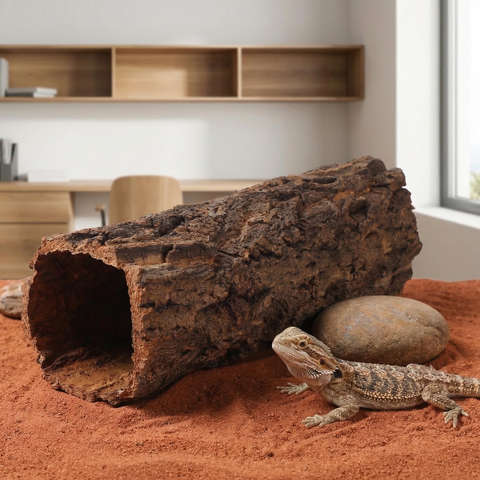 Veemoon Natürliche Baumstamm-höhle für Reptilien Und Amphibien, Terrarium aus Natürlicher Korkrinde, Baumstammhöhle, Kletterhöhle aus Holz für Geckos, Schlangen, Einsiedlerkrebse Und Frösche, 3,14