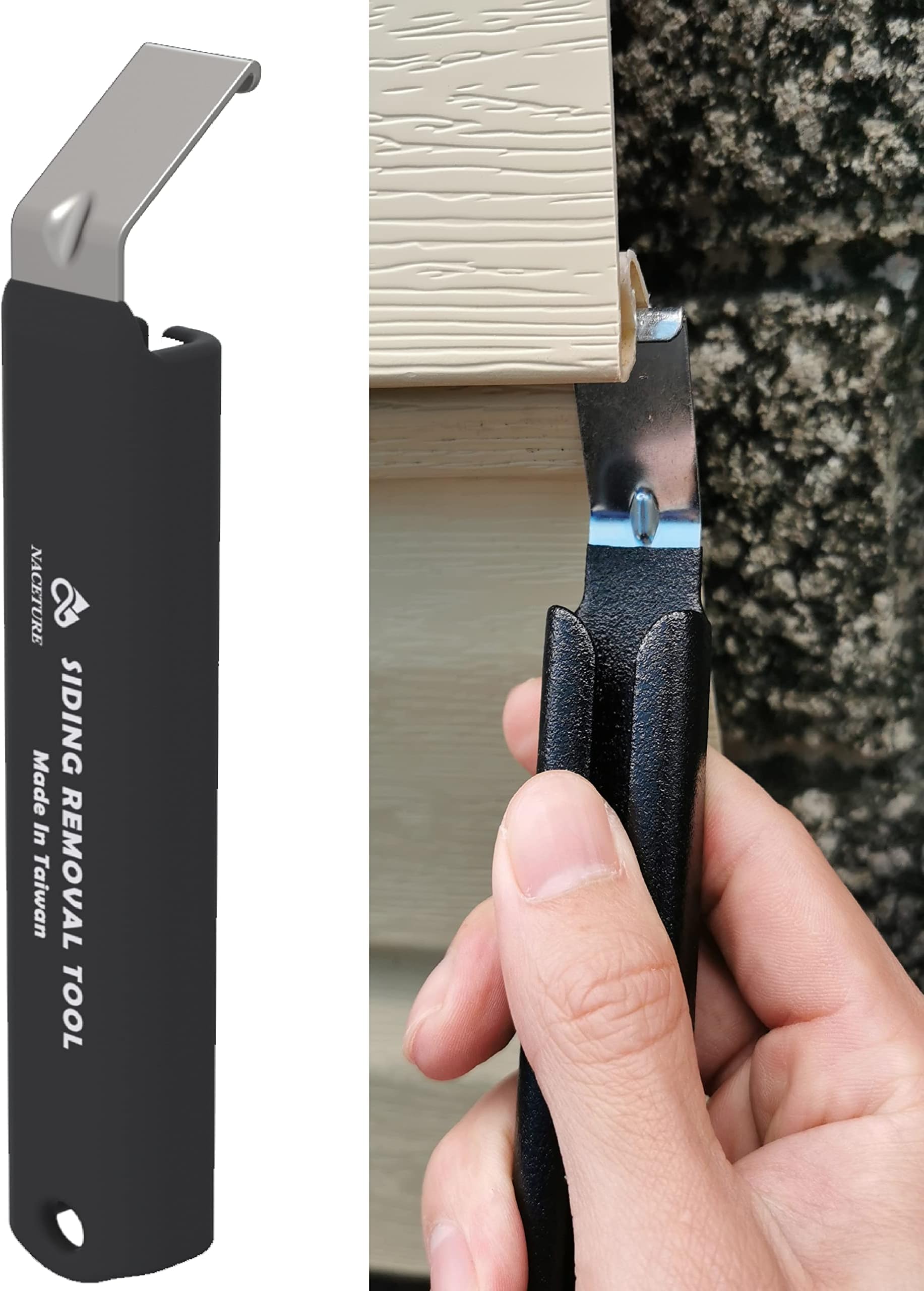 Vinyl Siding Removal Tool - 1 Pack for Siding Removal, Installation and Repair - Extra Long Non-Slip Grip Handle (Black) (Black Aluminum 1 Pack)