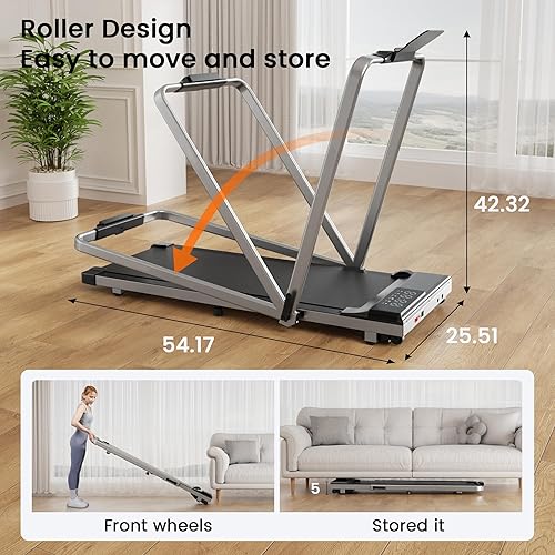 Miniatura 3 de Caminadora plegable 2 en 1 3.0HP para debajo del escritorio, almohadilla eléctrica para caminar con control remoto de aplicación y pantalla LED,