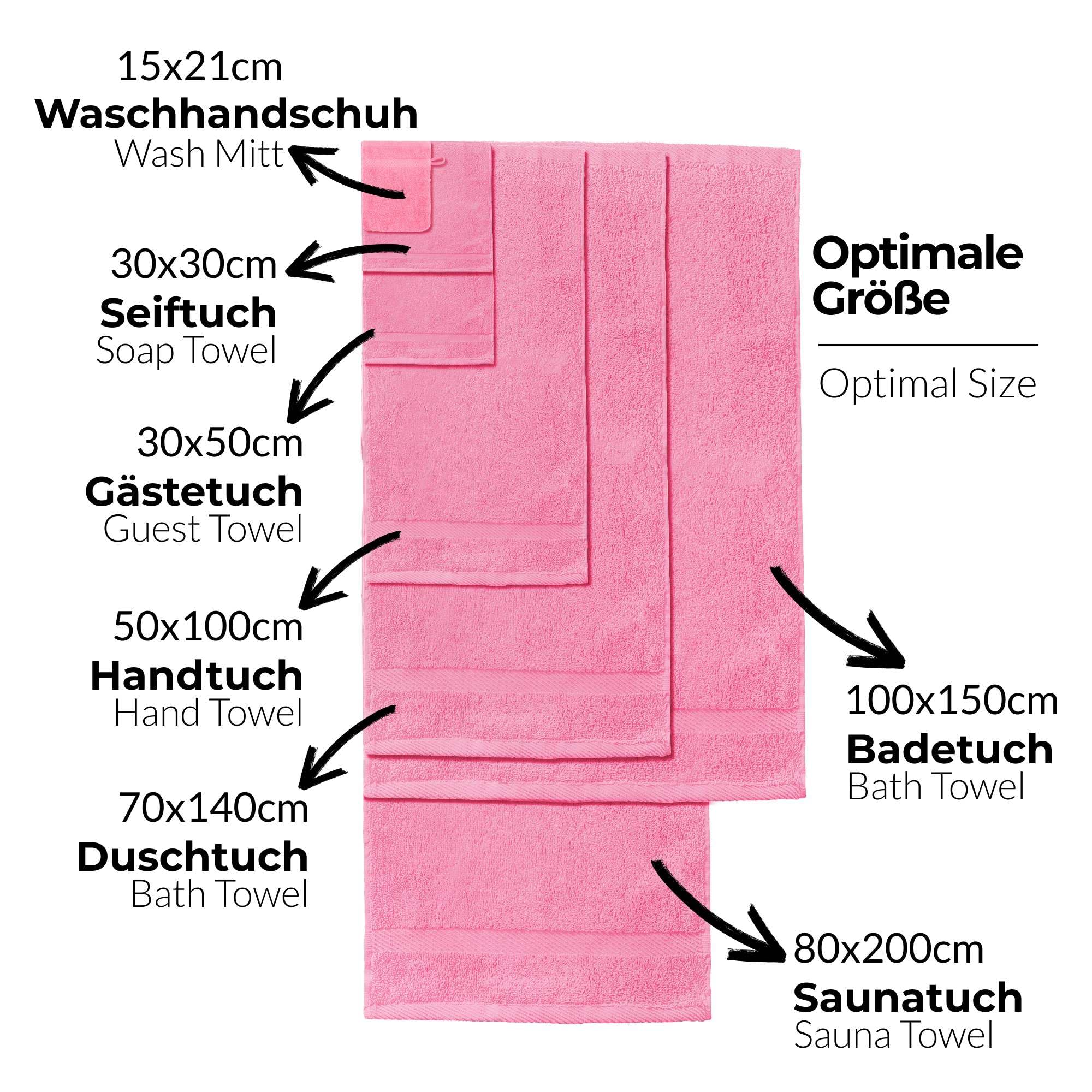 etérea Carli Handtuch Set 6-TLG Frottee Baumwolle 500 g/m² saugstark – Rosa