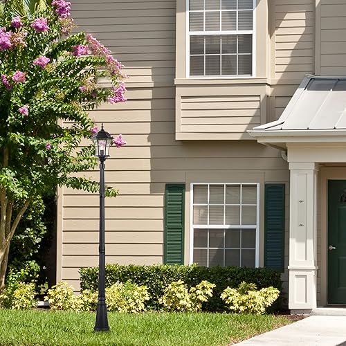 Miniatura 5 de LMMS4610-M-BK - Luz de poste exterior de atardecer a amanecer para porche, poste exterior de 24 pulgadas de alto con montaje en muelle para patio,