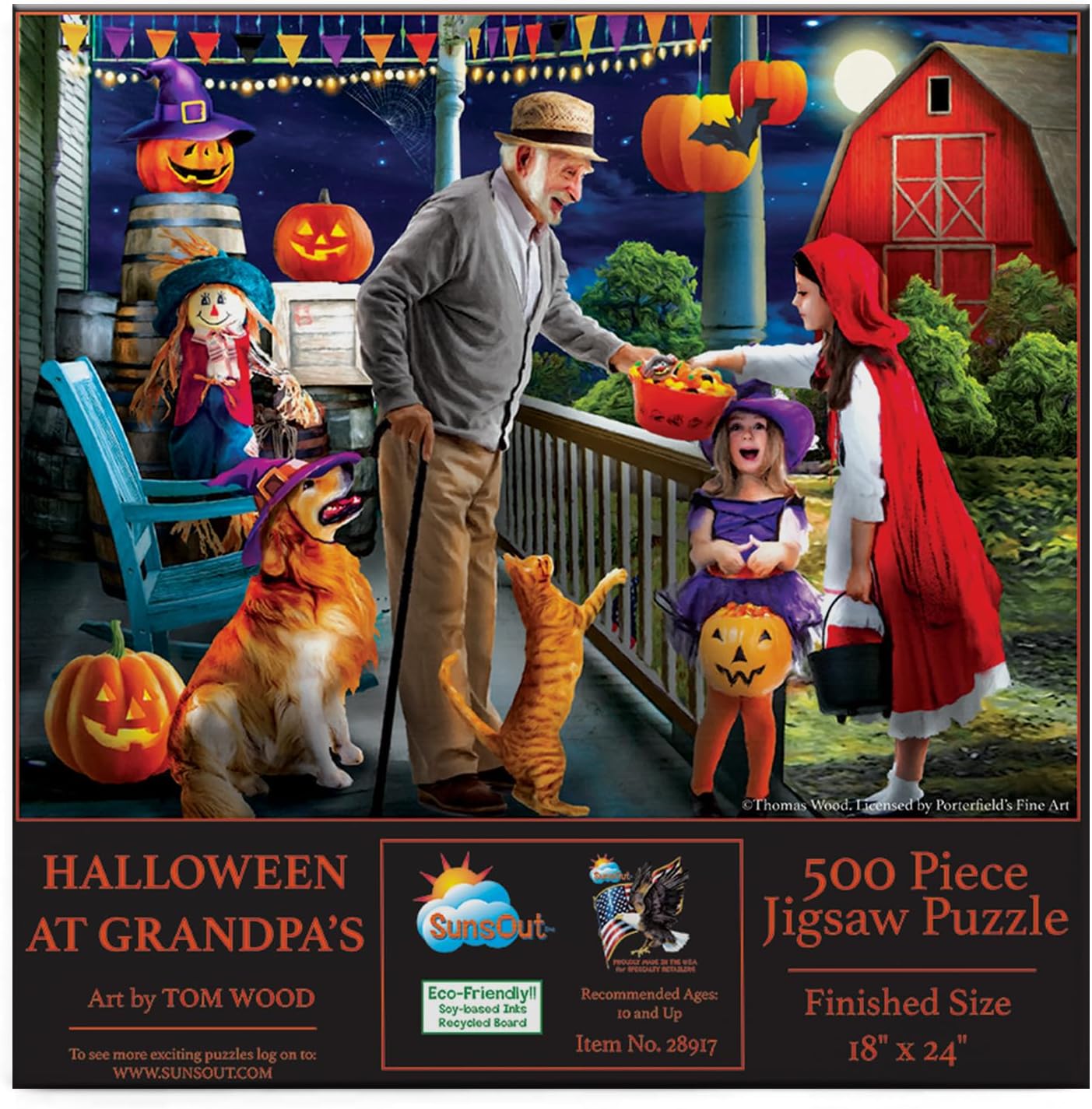 SUNSOUT INC - Halloween at Grandpa's - 500 pc Jigsaw Puzzle by Artist: Tom Wood - Finished Size 18" x 24" Halloween - MPN# 28917