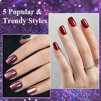 Amazon.com: Cat Eye Press on Nails Short 5 Styles, Jofay