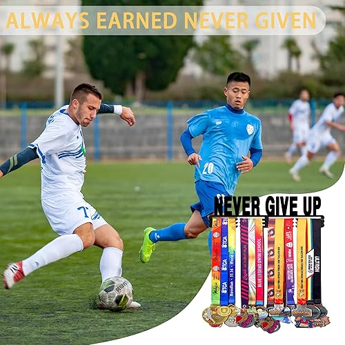 Vista 69 de Goutoports Estante de exhibición para colgar medallas, organizador personalizado de cinta de premios para corredores de carreras deportivas, placas