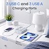 Protector de sobretensión de 6 pies/2400J con regleta, 12 tomas, 6 USB (3 USB C) | 3 puertos USB-A y 3 USB-C, tomas de amplio espacio de 1.7", protección de sobretensión de 2400J, cable de extensión de enchufe plano de 1875W/15A para hogar, oficina 7