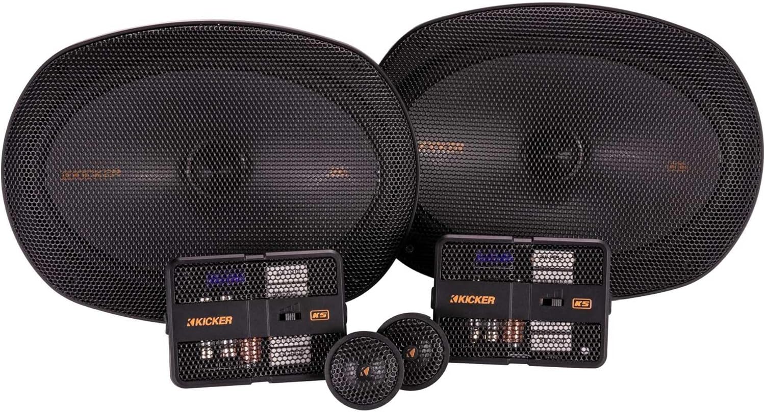 KICKER 51KSS6904 Component Speaker System, 2-Way Design, Two - 6" x 9" Woofers, Two - 1" Tweeters, Two - External 12dB Crossovers, 150 Watts RMS, 300 Watts Peak (Renewed)